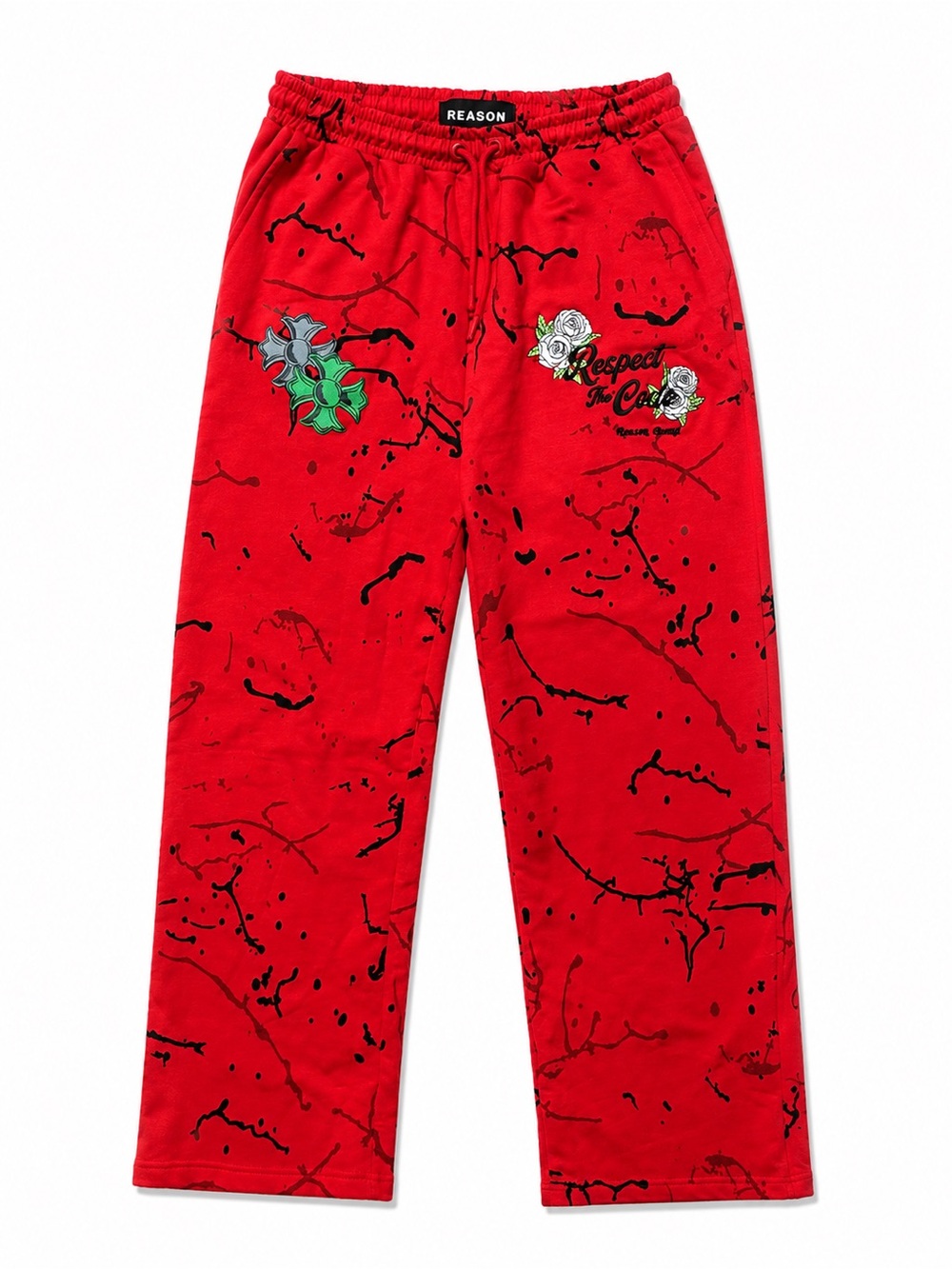 Reason Red Graphic wide leg Pants